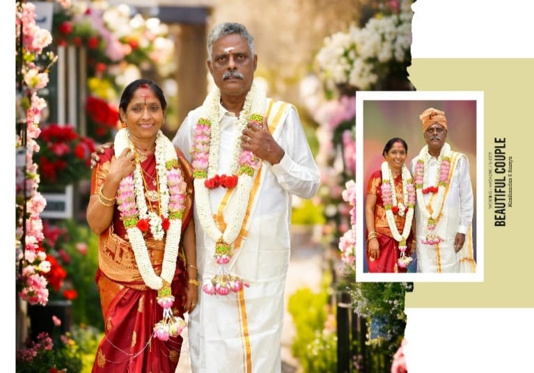 The beautifully decorated wedding mandapam
